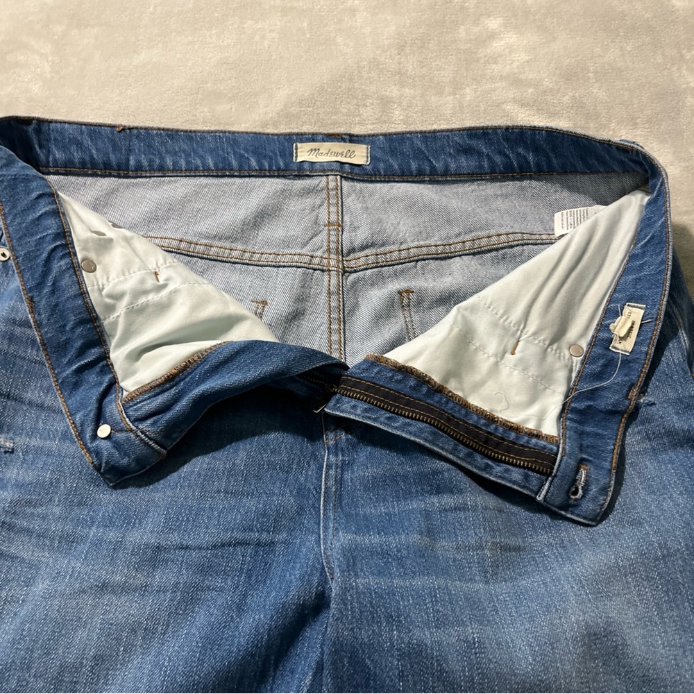 Madewell 34 Classic Straight Jean Medium Wash High Rise Denim Distressed - Picture 7 of 13